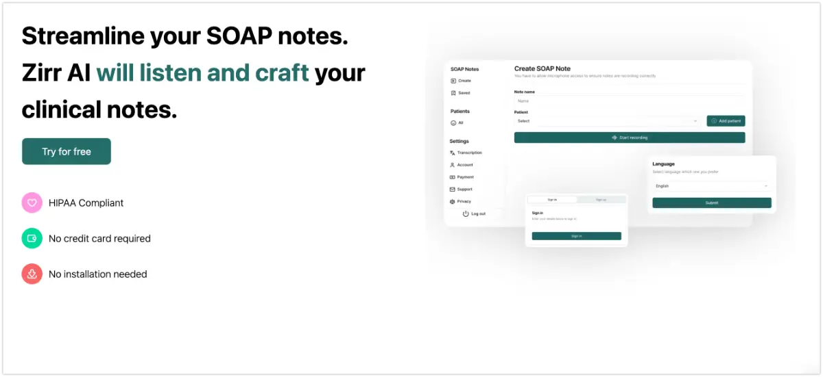 Zirr AI Medical Scribe product image