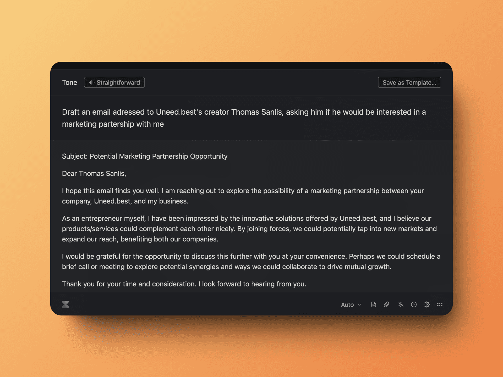 Generated email