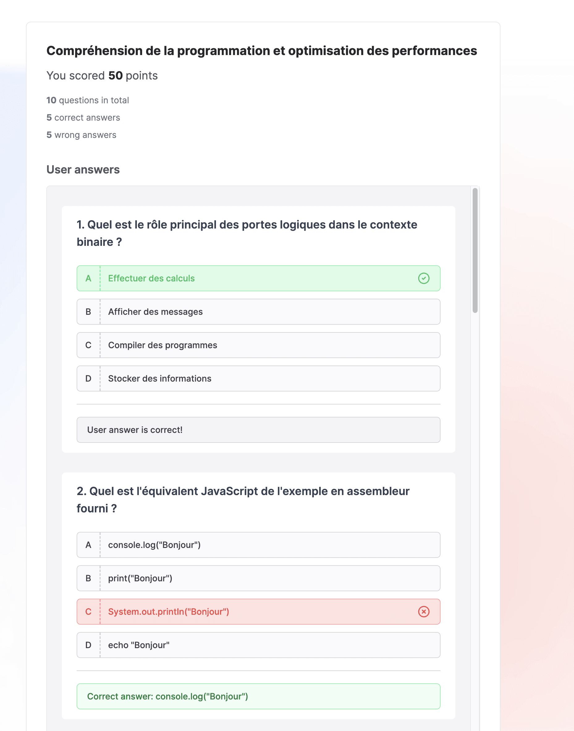 Quiz Result